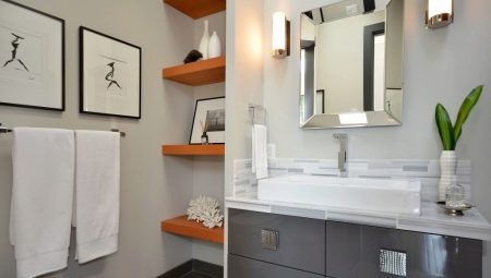 Kylpyhuoneen hyllyt: tyypit, valikoima ja tee itse