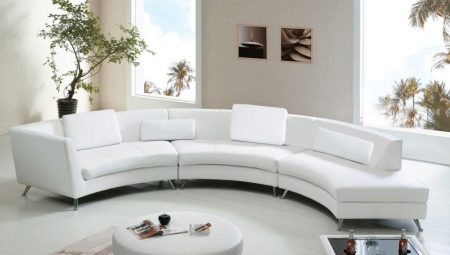 Polukružne sofe: vrste, veličine i primjeri u interijeru