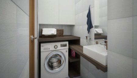 Cabinets above washing machines in the bathroom