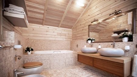 Phòng tắm trong một ngôi nhà gỗ