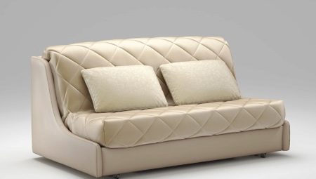 Sofa gulung tanpa tempat letak tangan: ciri, model dan pilihan