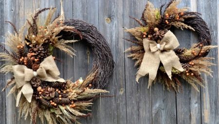 Autumn wreaths on the door