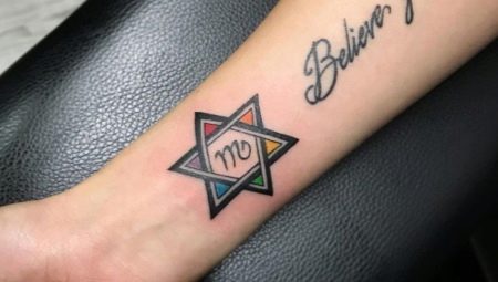 Tetování Davidova hvězda: význam a náčrtky