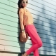 What can I wear with coral pants?