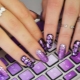 Idea untuk reka bentuk manicure ungu