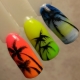 How to draw a palm tree on your nails?