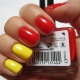 Manicure merah dan kuning: idea terang dan trend fesyen