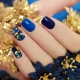 Manicure biru: idea bergaya dan rahsia hiasan