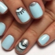 Ideas de manicura azul para uñas cortas.