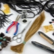 Auswahl von Werkzeugen und Materialien für die Haarverlängerung
