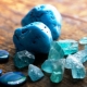 Blue stones: types, application and care