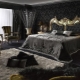 Black bedroom: a choice of headsets, wallpapers and curtains