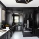 Bếp đen: lựa chọn tai nghe, kết hợp màu sắc và thiết kế nội thất