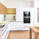 Dapur berbentuk L: reka bentuk dan pilihan untuk meletakkan set dapur