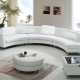 Félkör alakú kanapék: típusok, méretek és példák a belső térben