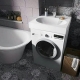 Perilica rublja ispod umivaonika u kupaonici: značajke, suptilnosti izbora i smještaja