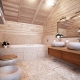 Bathrooms in a wooden house