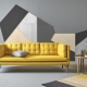 Sofa kuning: gunakan di pedalaman, kombinasi warna