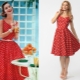 Features of red dresses with white polka dots