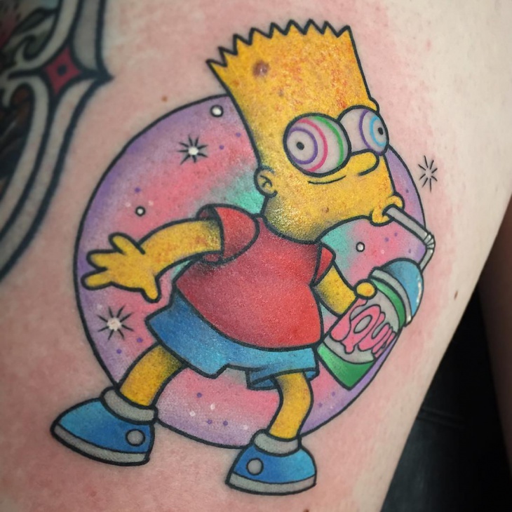 Hình xăm Bart Simpson trai hư của Mỹ  thợ xăm
