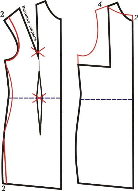 Patroon van de voorkant van de trouwjurk