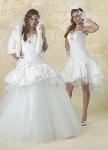Transformatorinė vestuvinė suknelė iš skirtingų audinių