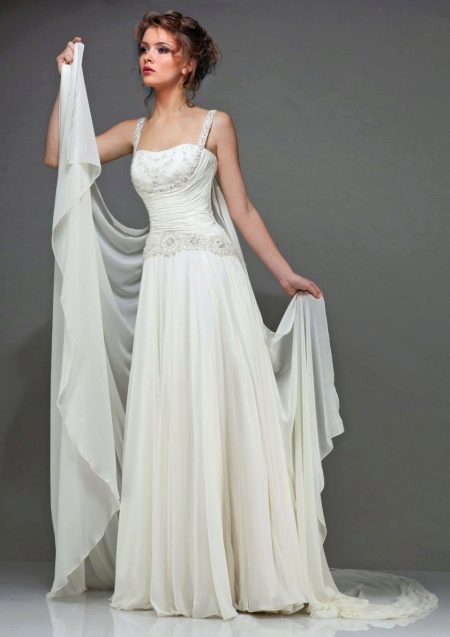 Vestido de novia estilo griego con tirantes finos