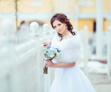 فستان زفاف مع معطف فرو