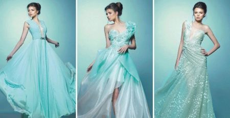Gaun malam berwarna turquoise dari Saiid Kobeisy