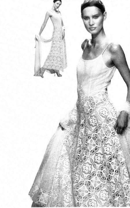 Háčkované svatební šaty z časopisu