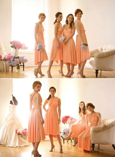 pasokan gaun pengiring pengantin persik