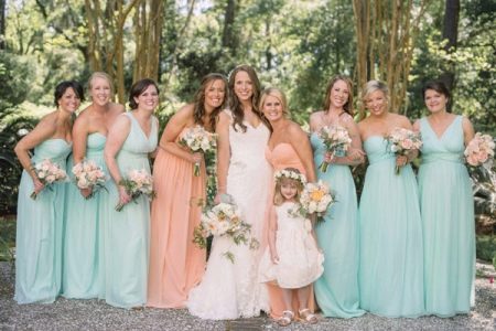 peach at mint bridesmaid dresses online