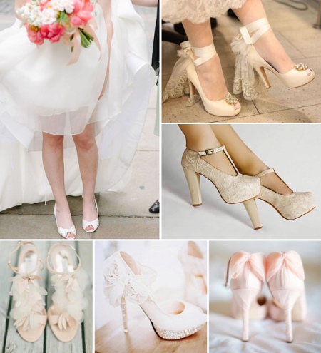 Sapatos para um vestido de noiva