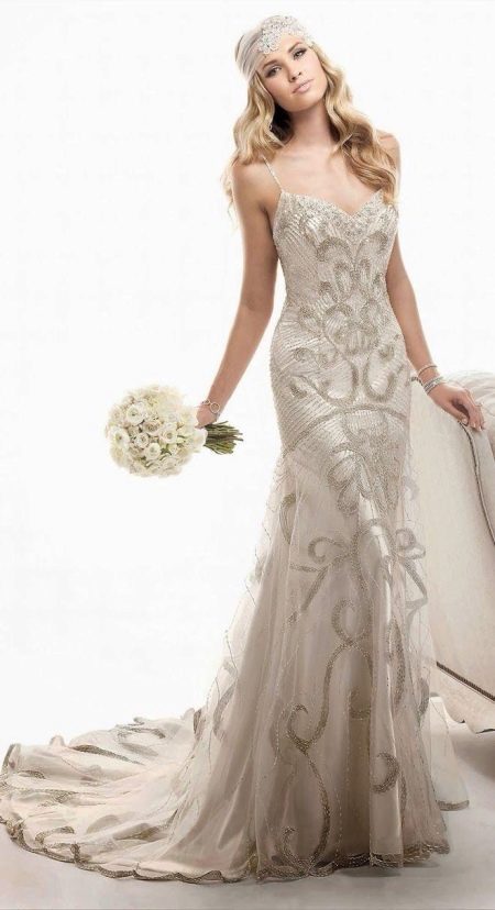 Retro stiliaus nėriniuota undinėlės vestuvinė suknelė