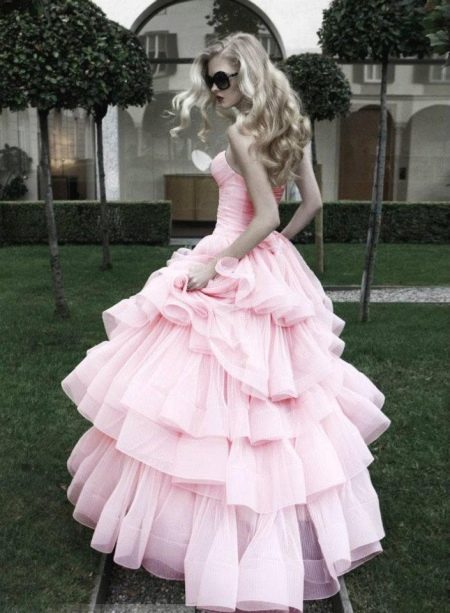 Bledo roza poročna obleka