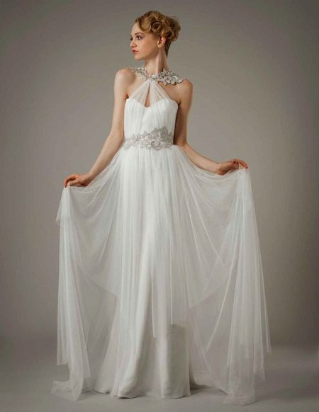 Görög stílusú, keresztezett esküvői ruha