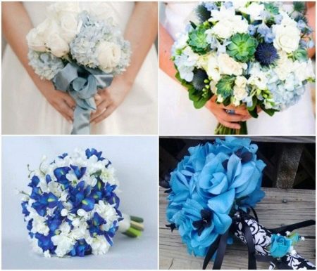 זרי פרחים לשמלת כלה כחולה