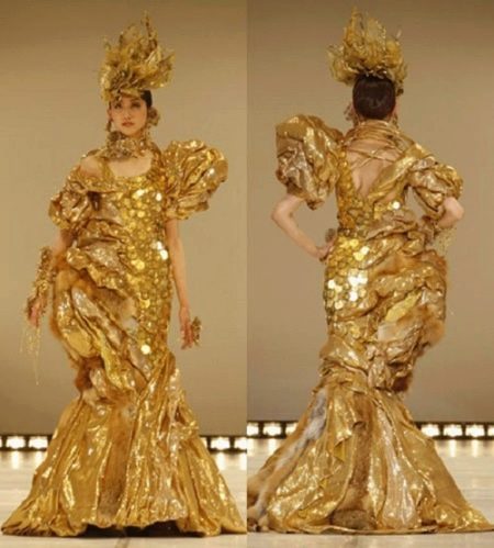 zlata poročna obleka