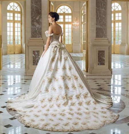 Wedding dress with gold embroidery