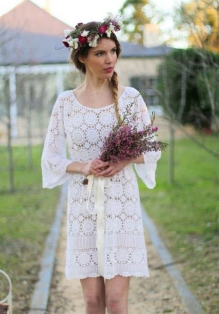 Crochet áo cưới ngắn crochet