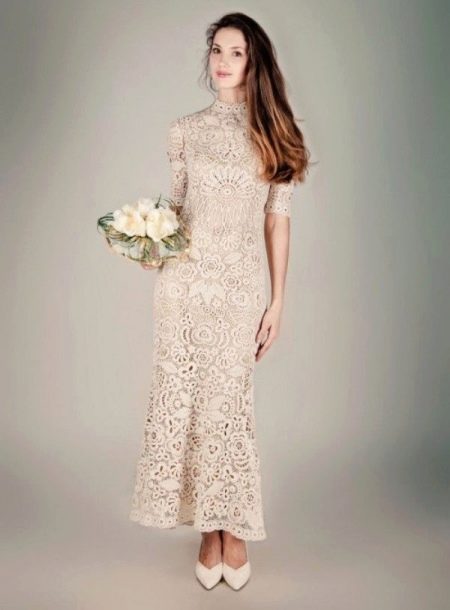 Ivory crochet wedding dress