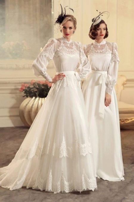 Svadobné šaty v retro štýle s opaskom