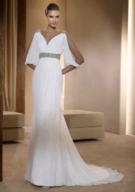 Greek style wedding dress with belt