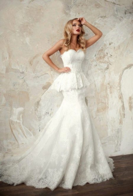 Ange Etoiles sirēnas kāzu kleita ar peplum