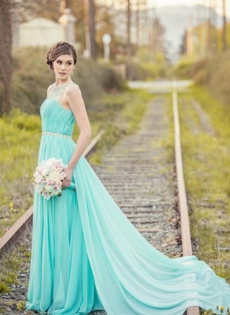 Turkio spalvos tiffany suknelė