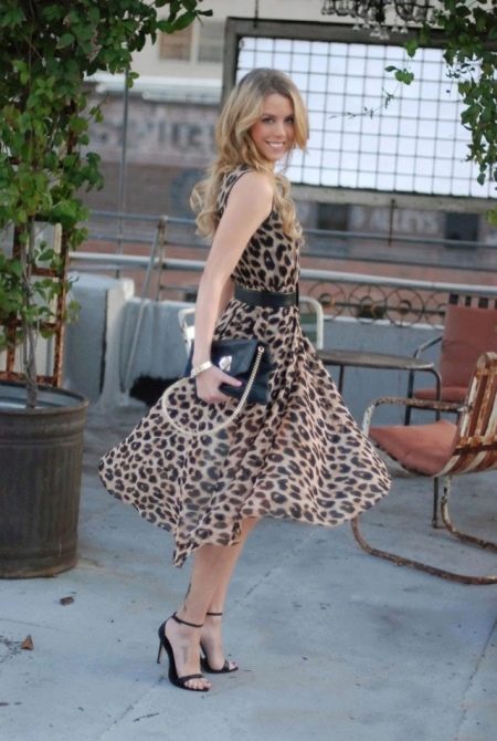 Midi šifon leopard haljina