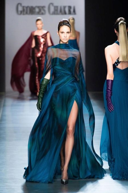 Marineblauwe iriserende jurk