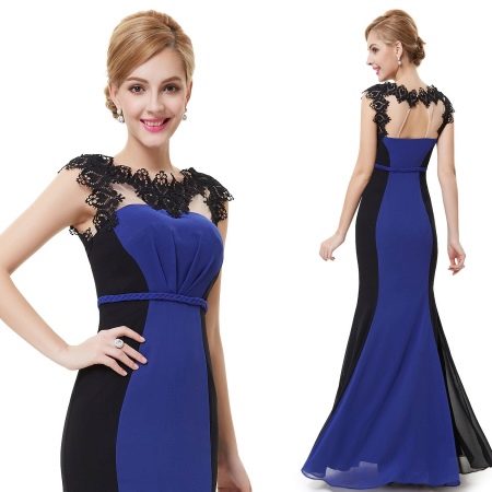 Plavo-crna večernja haljina