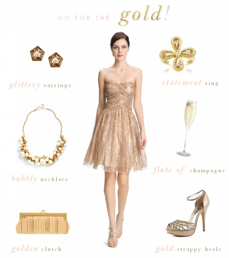 Auksinės suknelės aksesuarai