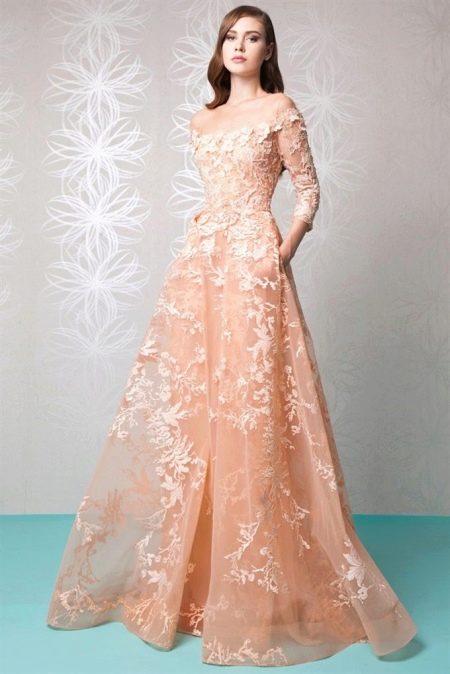 Peach Embroidered Dress